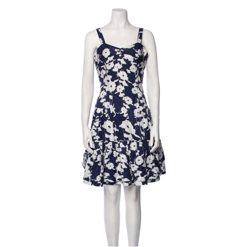 Oscar de la Renta Navy Floral Dress